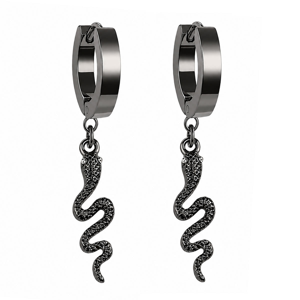 Snake Huggie Hoop Earrings (Black)