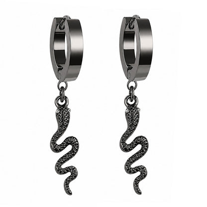 Snake Huggie Hoop Earrings (Black)