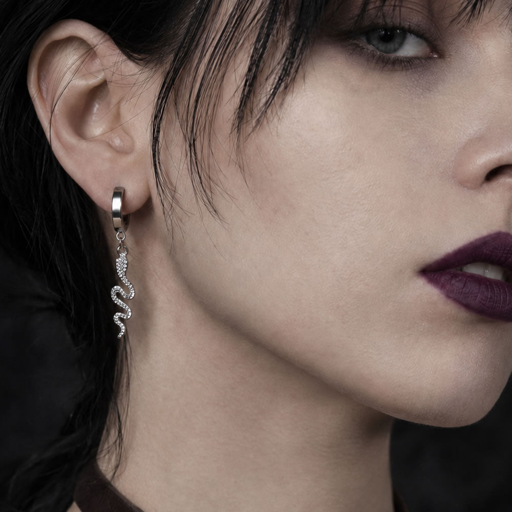 Snake Huggie Hoop Earrings