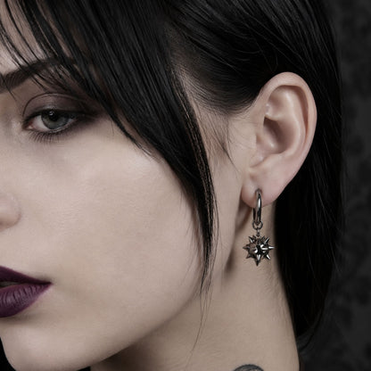 Spike Ball Hoop Earrings (Black)