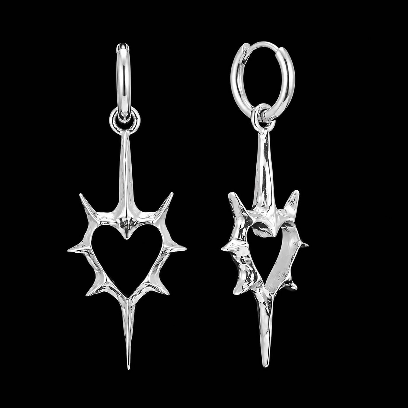 Spiked Heart Drop Earrings