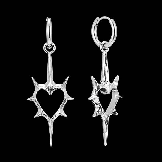 Spiked Heart Drop Earrings