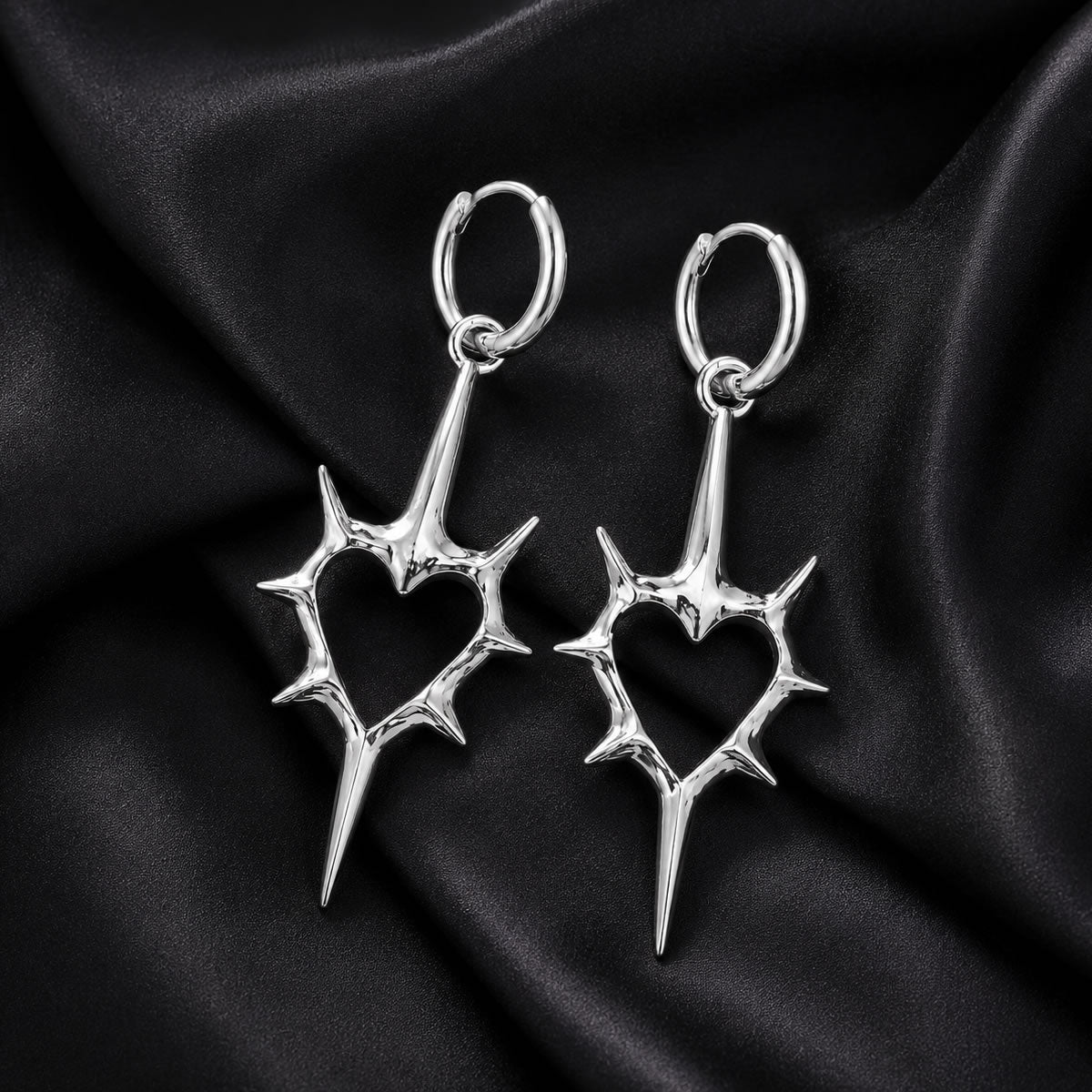 Spiked Heart Drop Earrings