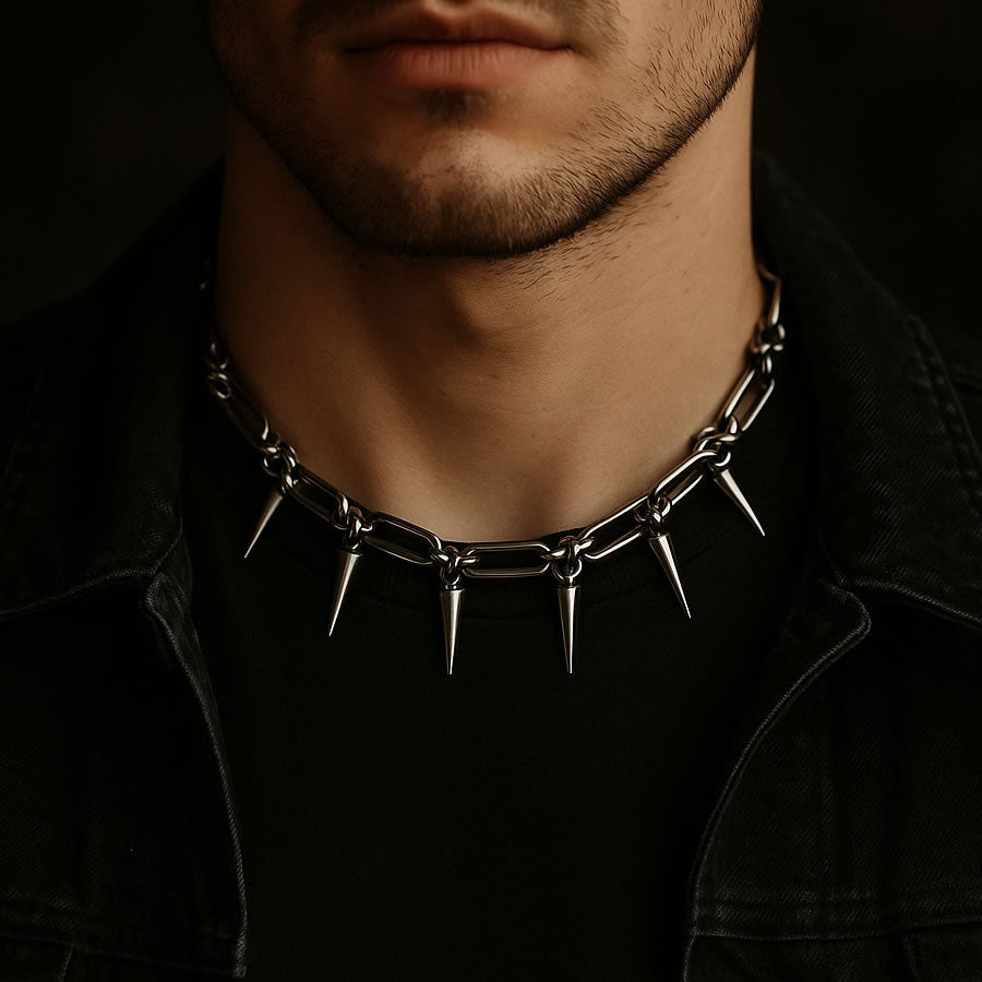 Men's Spike Chain Choker Necklace