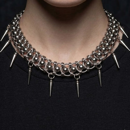 Roller Ball Spike Choker Necklace