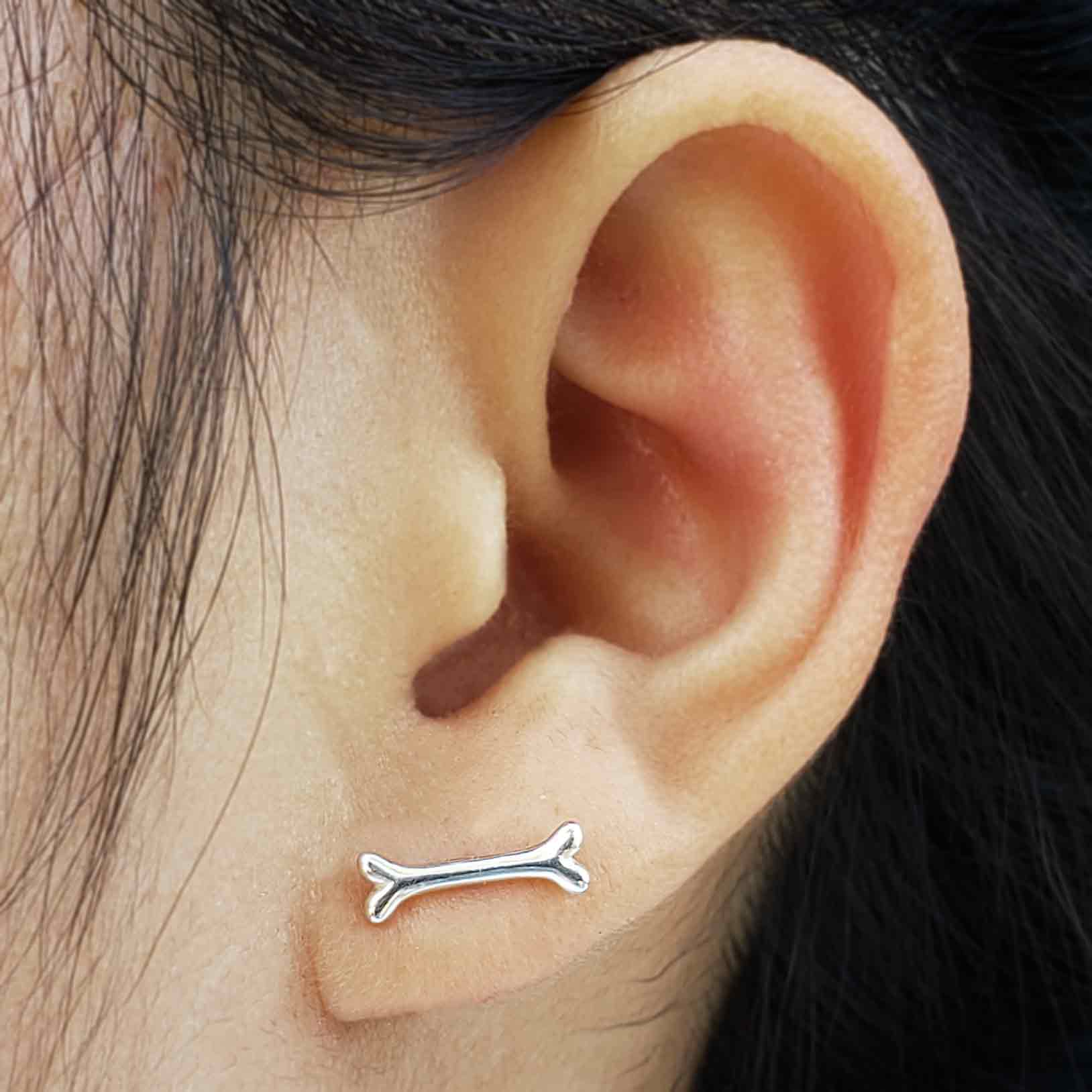 Sterling Silver Bone Stud Earrings