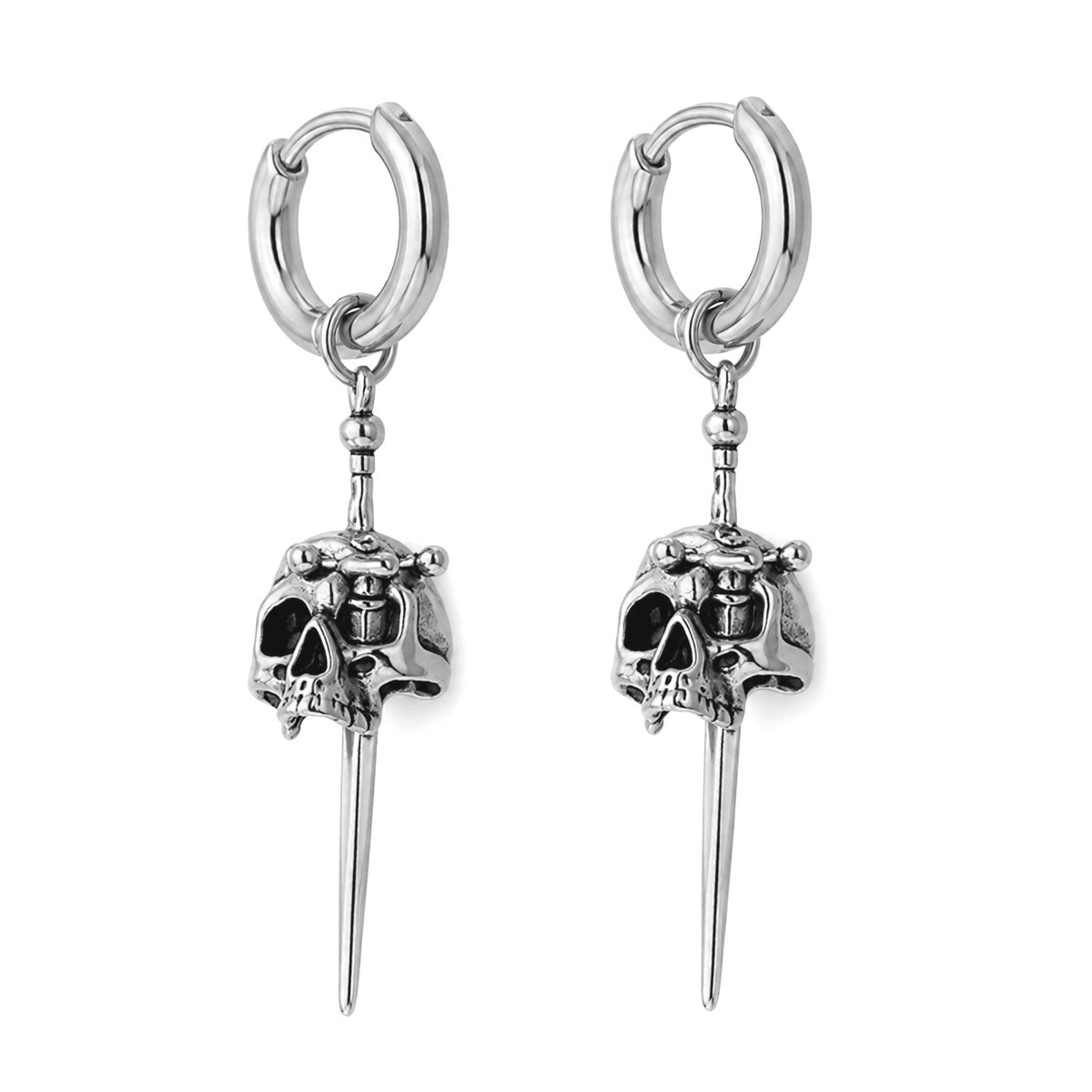 Skull Sword Hoop Earrings