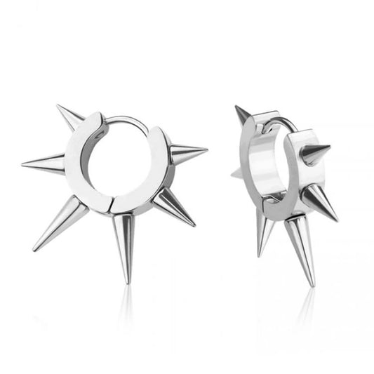 Stainless Steel Spiked Hoop Earrings