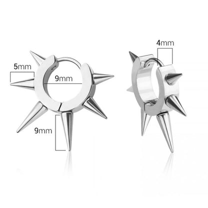 Stainless Steel Spiked Hoop Earrings