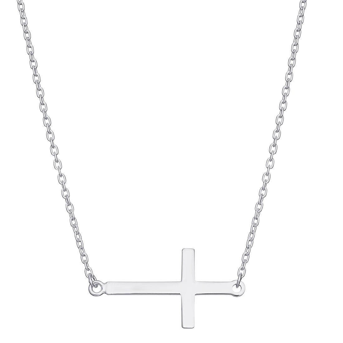 Sterling Silver Sideways Cross Necklace