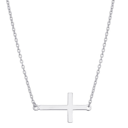 Sterling Silver Sideways Cross Necklace