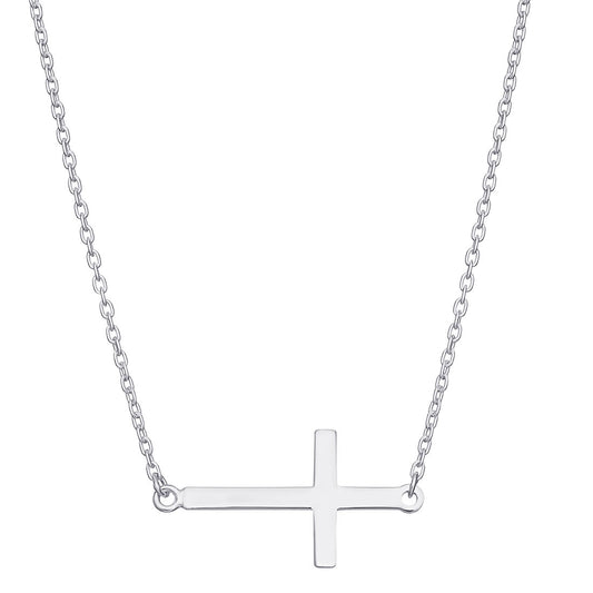 Sterling Silver Sideways Cross Necklace
