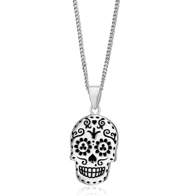 Silver Day Of The Dead Sugar Skull Pendant