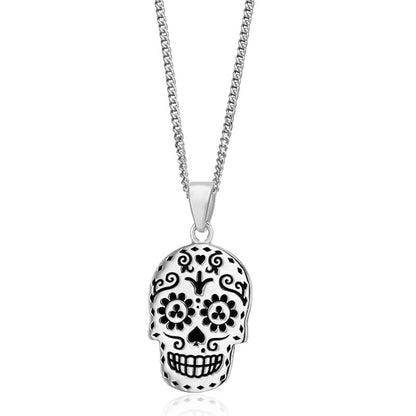 Silver Day Of The Dead Sugar Skull Pendant