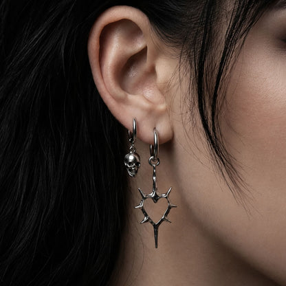 Spiked Heart Drop Earrings