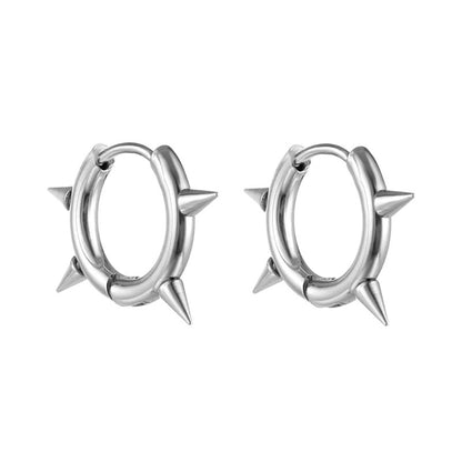 Stainless Steel Small Spike Hoop Earrings