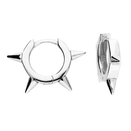 Sterling Silver Spike Hoop Earrings