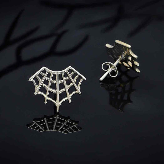 Sterling Silver Spider Web Earrings