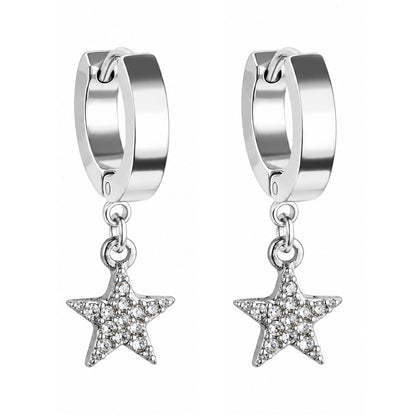 Star Charm Hoop Earrings