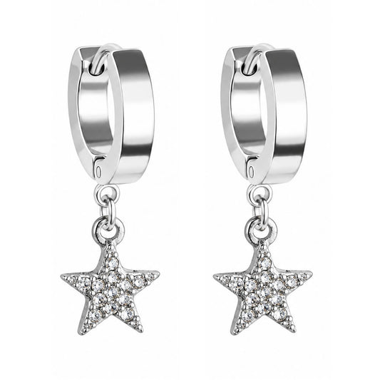 Star Charm Hoop Earrings
