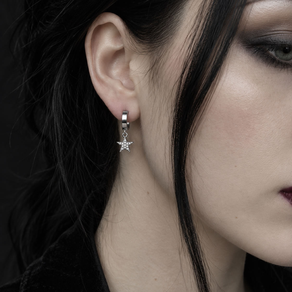 Star Charm Hoop Earrings