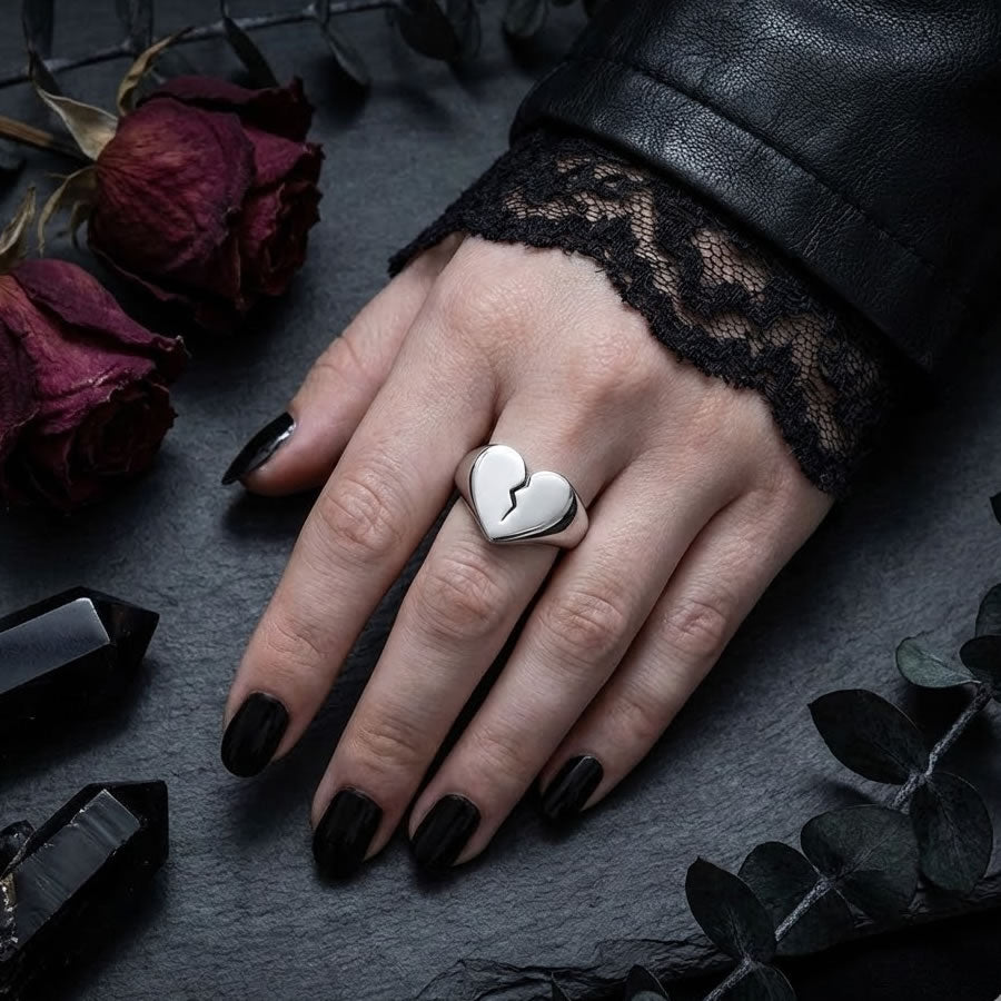 Stainless Steel Broken Heart Ring