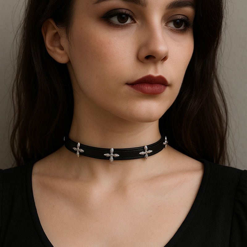 Revenant Multi Cross Black Choker Necklace