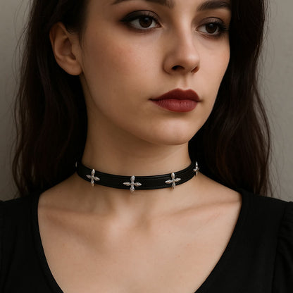 Revenant Multi Cross Black Choker Necklace