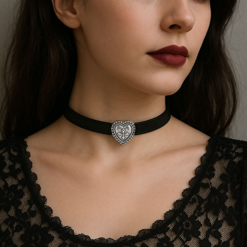 Revenant Heart Black Choker Necklace