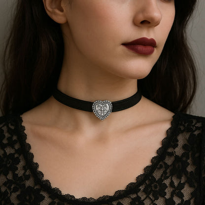 Revenant Heart Black Choker Necklace