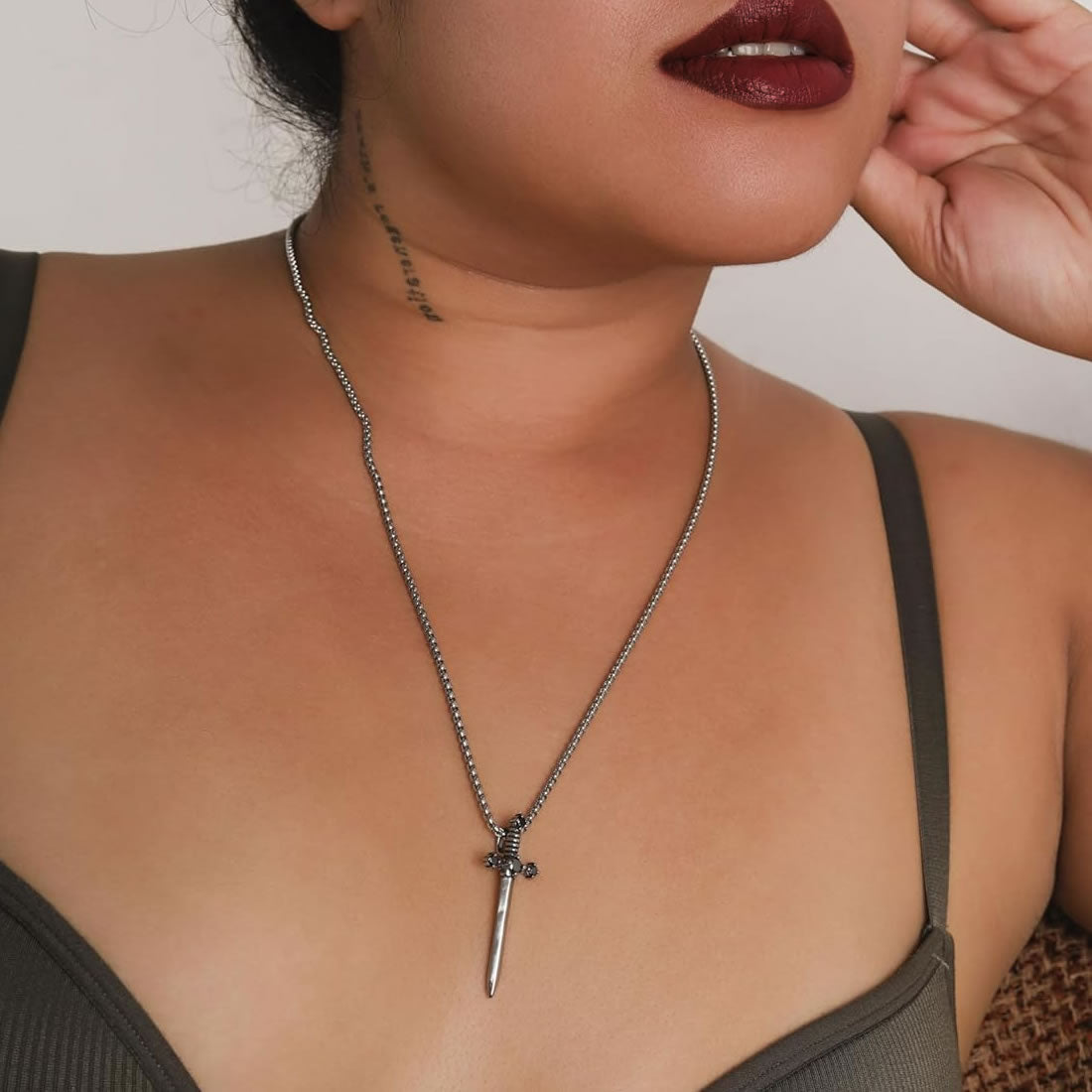 Obsidian Oath Sword Necklace