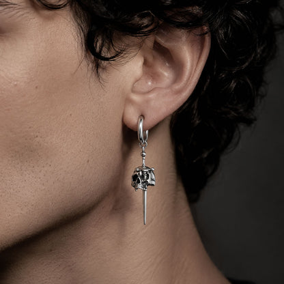 Skull Sword Hoop Earrings
