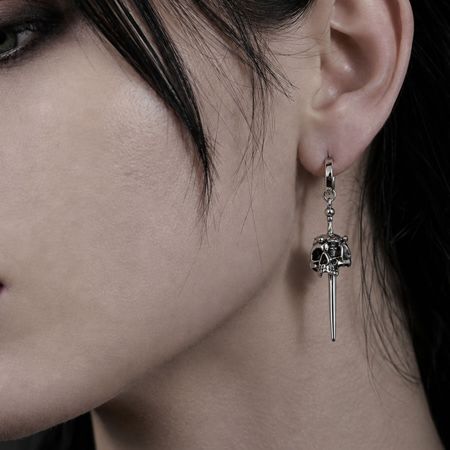 Skull Sword Hoop Earrings