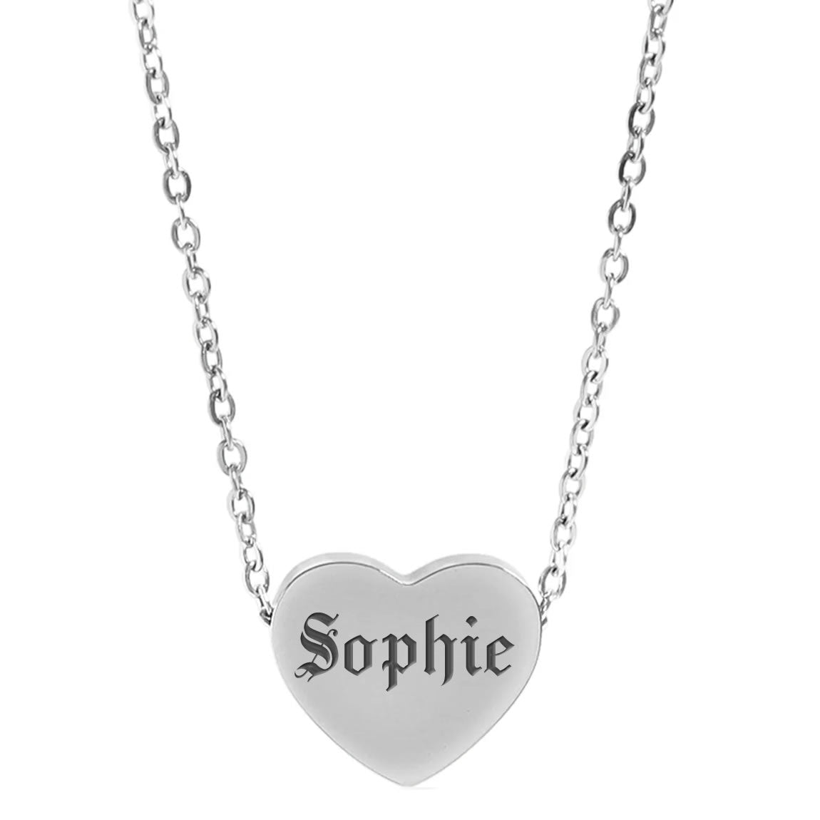 Personalised Gothic Font Heart Necklace