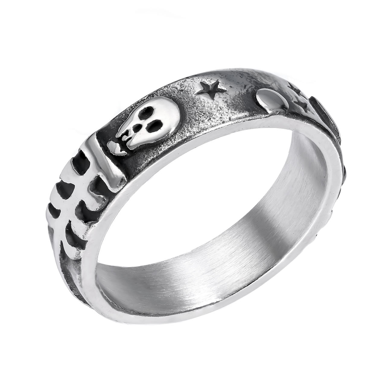 Til Death Skeletons Band Ring
