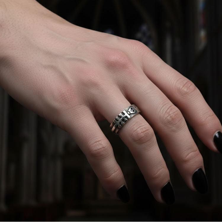Til Death Skeletons Band Ring