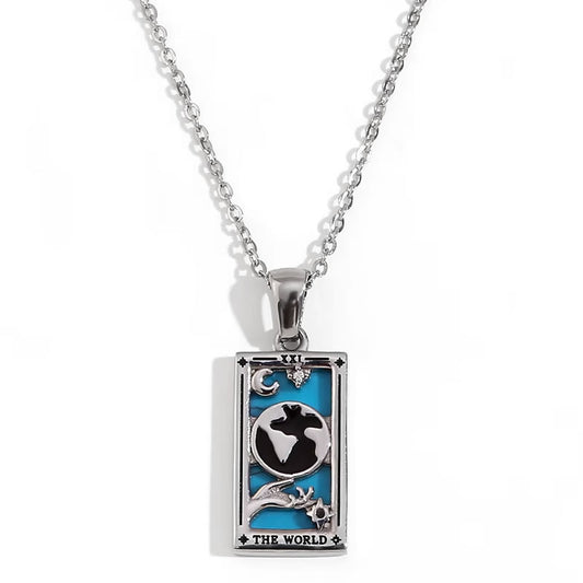 The World Tarot Card Necklace