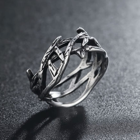 Stainless Steel Band of Thorns Ring