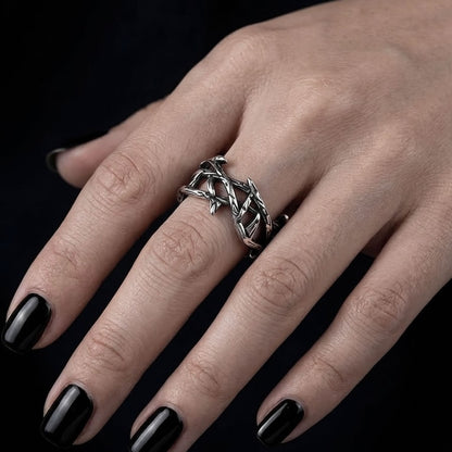 Stainless Steel Band of Thorns Ring