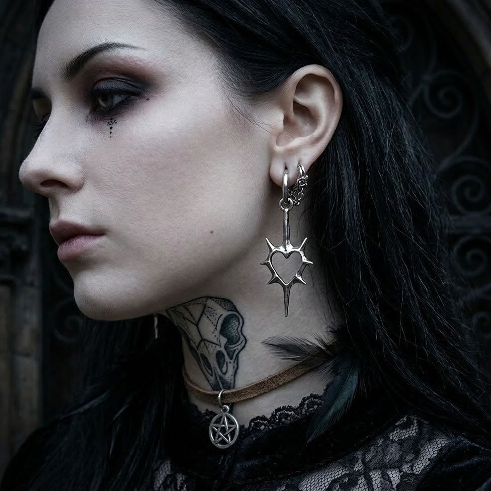 Spiked Heart Drop Earrings