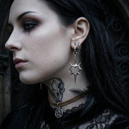 Spiked Heart Drop Earrings