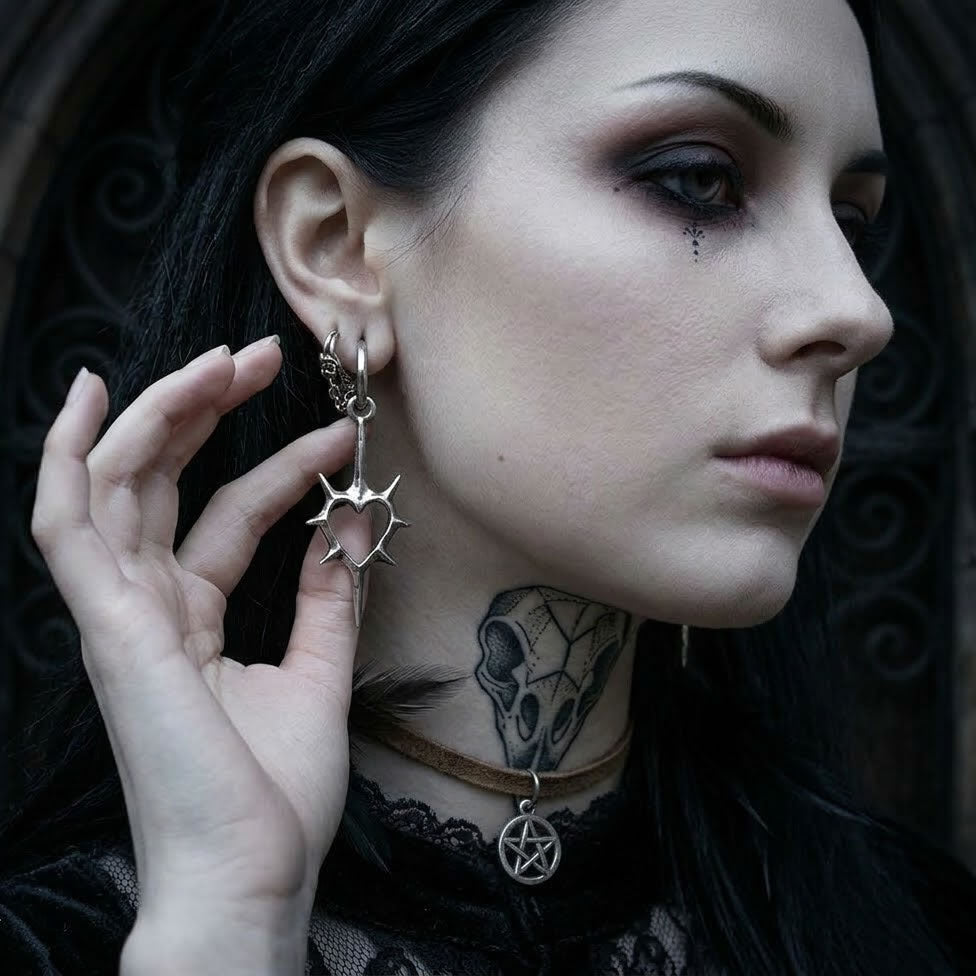 Spiked Heart Drop Earrings