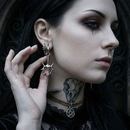 Spiked Heart Drop Earrings
