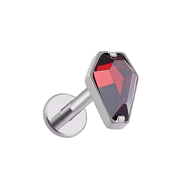 Titanium Red Crystal Coffin Labret Stud