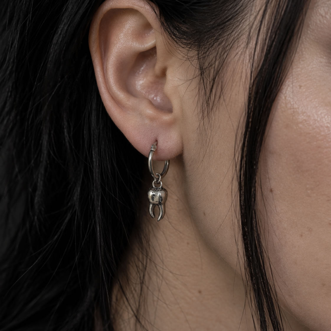 Tooth Charm Hoop Earrings