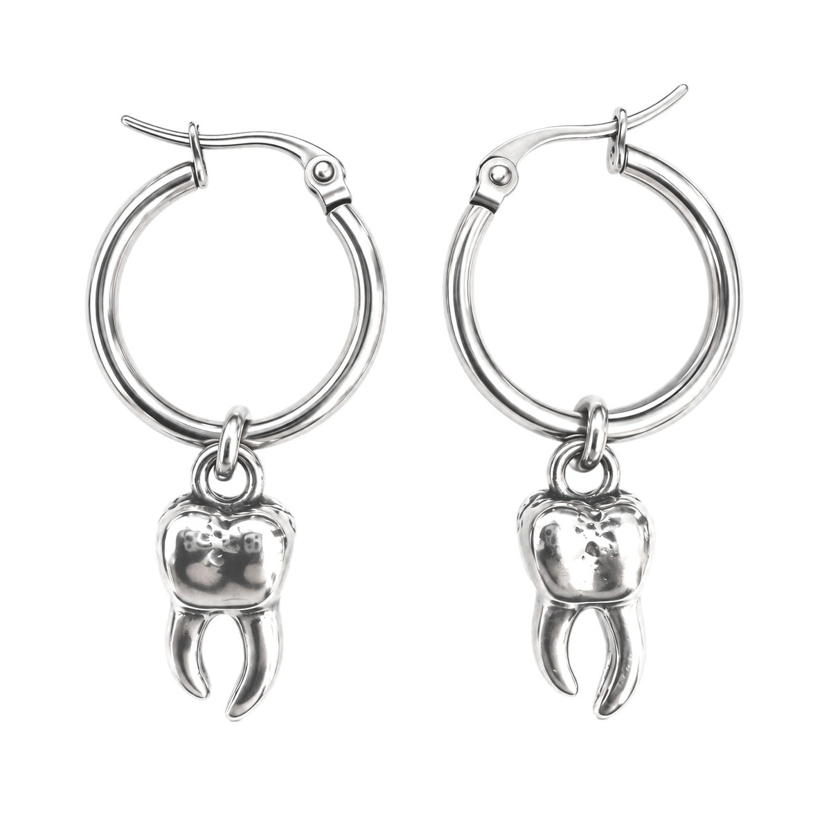 Tooth Charm Hoop Earrings