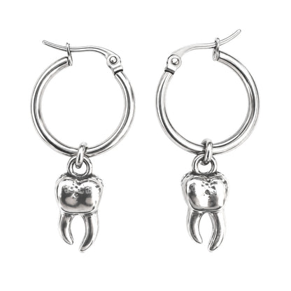 Tooth Charm Hoop Earrings