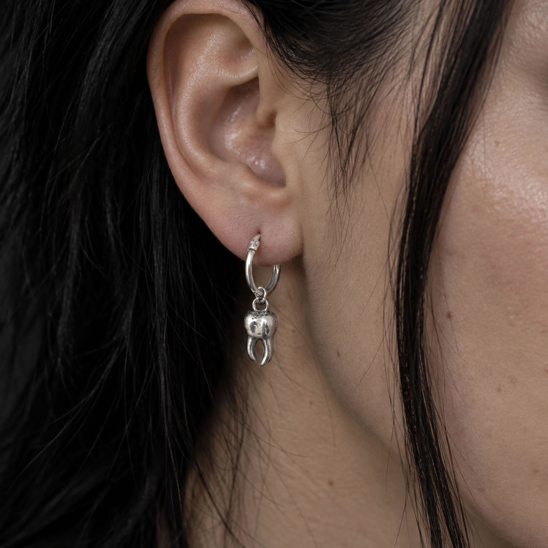 Tooth Charm Hoop Earrings