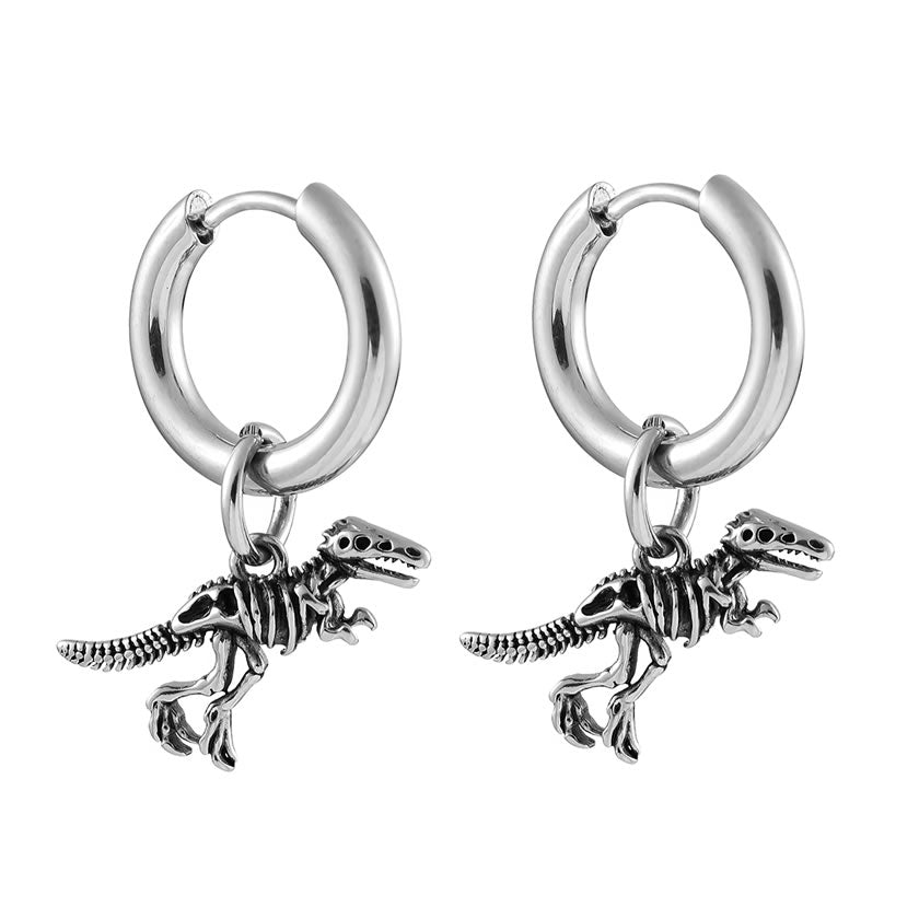 Dinosaur T-Rex Skeleton Hoop Earrings