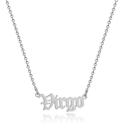 Gothic Font Virgo Zodiac Necklace